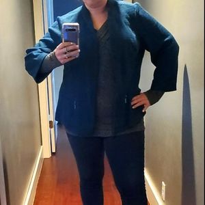 Teal textured lined blazer